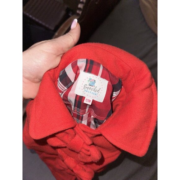 girls smocked polkadot red jacket 12 months - Picture 2 of 3